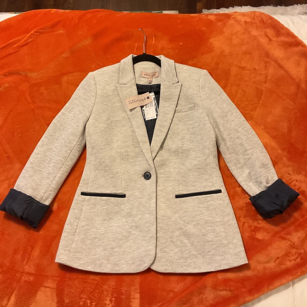 Light Gray Blazer with Black Accents